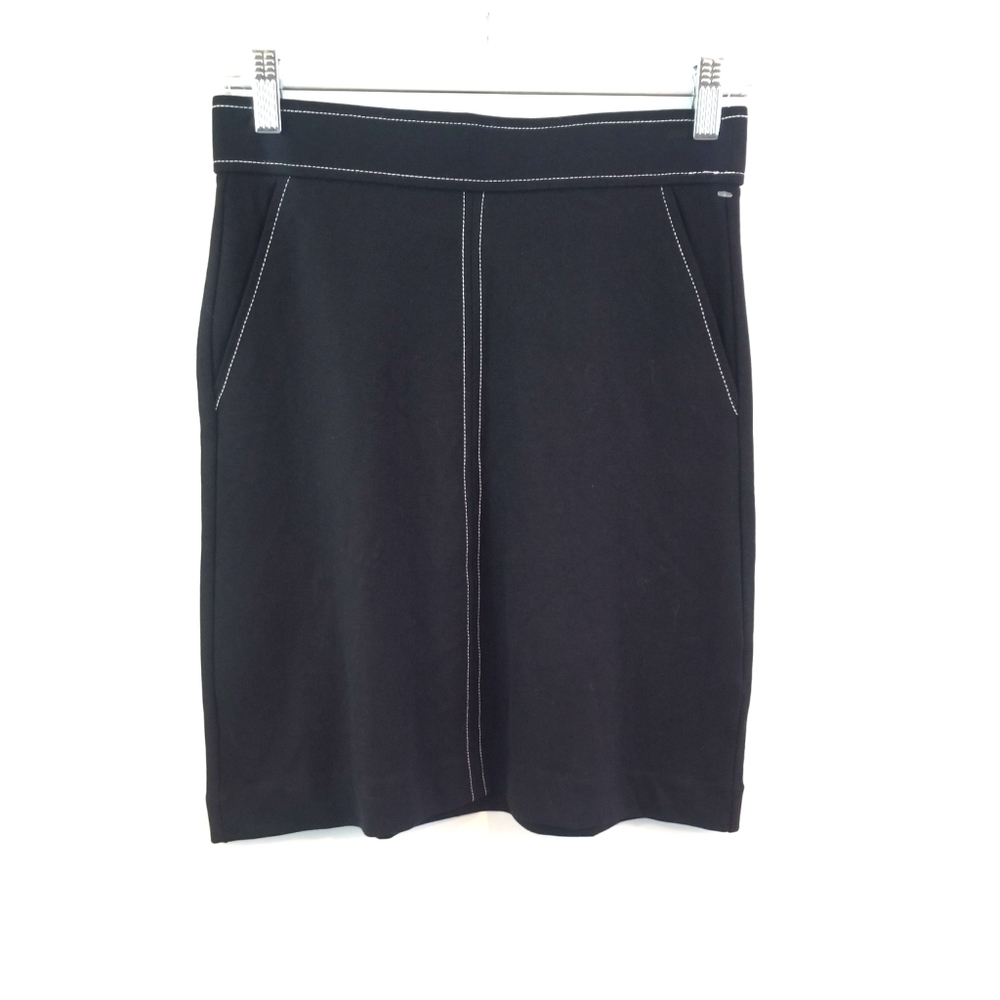 3/$25 Philosophy Size XS Black A-Line Skirt White Sitching